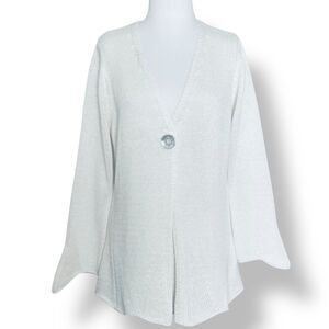 Bianco & Blu Cardigan Sweater Women M White Acrylic Knit Academia Made In Italy